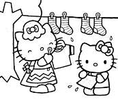 coloriage hello kitty aide sa maman a etendre le linge